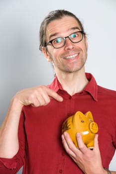 Man with Piggy Bank