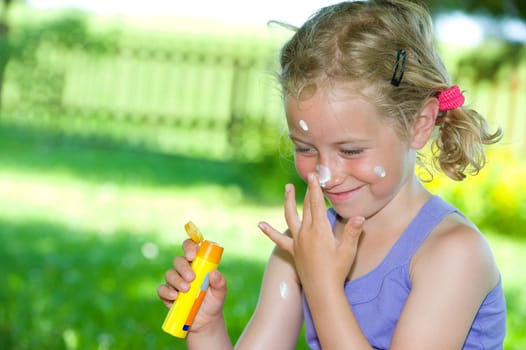 girl with suncream