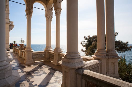 Columns of the patio, Miramare castle, Trieste - Italy