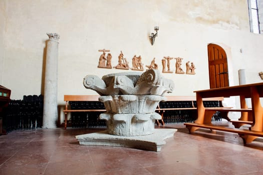 Interior of San Giovanni in Tuba church, San Giovanni di Duino - Italy