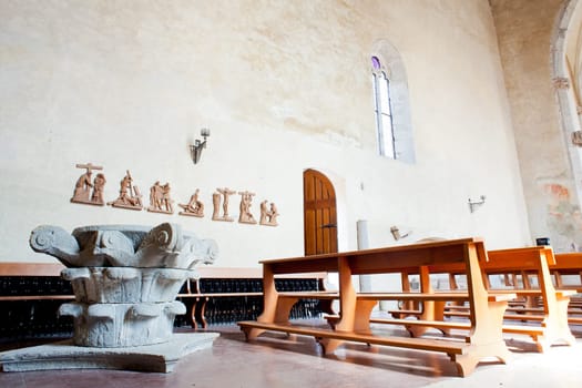 Interior of San Giovanni in Tuba church, San Giovanni di Duino - Italy