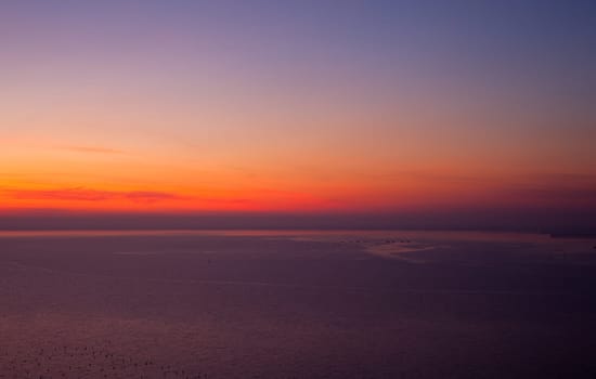 View of sunset in the Trieste sea