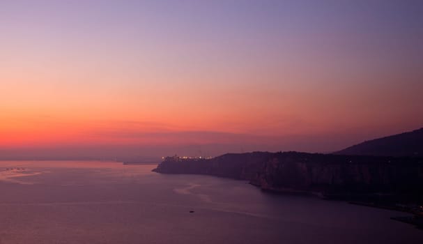 View of sunset in the Trieste sea