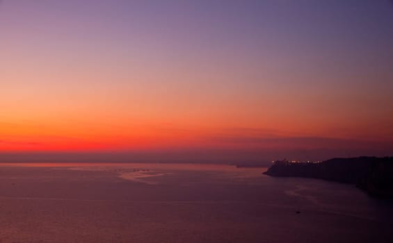 View of sunset in the Trieste sea