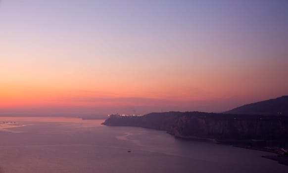 View of sunset in the Trieste sea