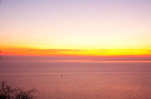 View of sunset in the Trieste sea