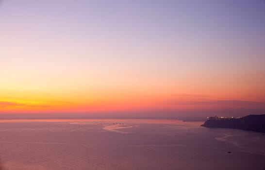 View of sunset in the Trieste sea