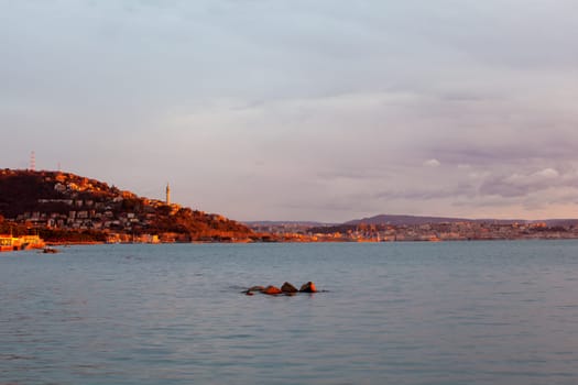 View of sunset in the Trieste sea