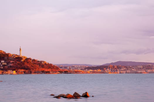 View of sunset in the Trieste sea