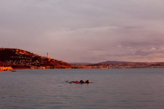 View of sunset in the Trieste sea