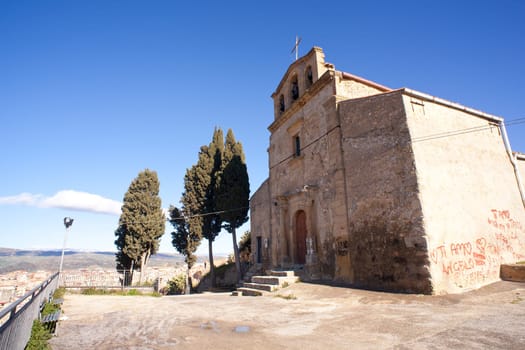 View of Santa croce church in Leonforte, Sicily - Italy