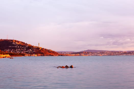 View of sunset in the Trieste sea