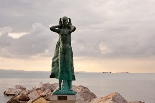 View of the "La mula de trieste"" - Statue on the sea - Italy"