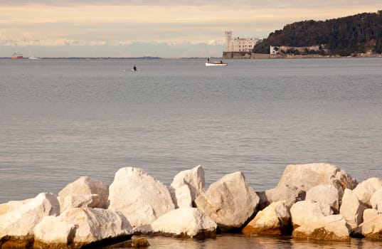 View of famous Miramare castle in Trieste - Italy