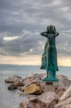 View of the "La mula de trieste"" - Statue on the sea - Italy"