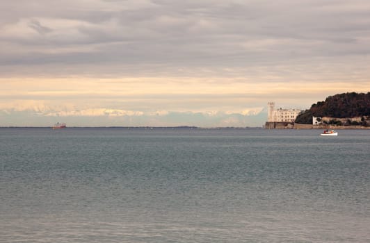 View of famous Miramare castle in Trieste - Italy
