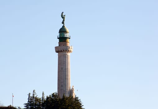 View of Lighthouse on the blue sky, Trieste - Italy