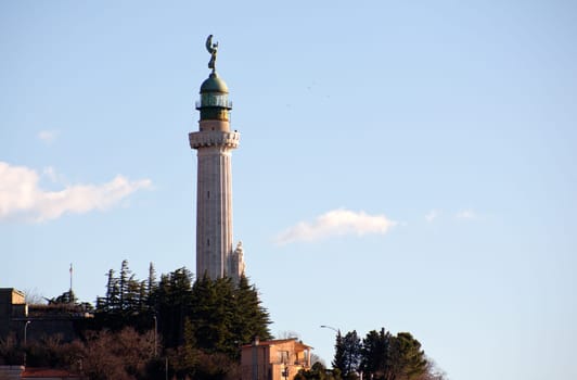 View of Lighthouse on the blue sky, Trieste - Italy