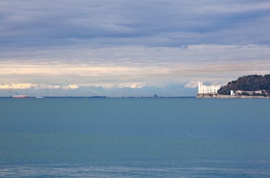 View of famous Miramare castle in Trieste - Italy