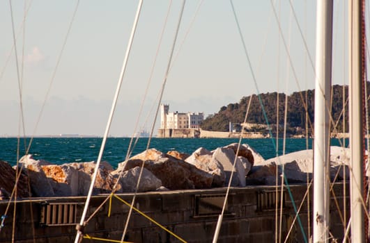 View of famous Miramare castle in Trieste - Italy