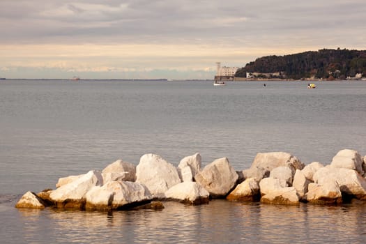 View of famous Miramare castle in Trieste - Italy