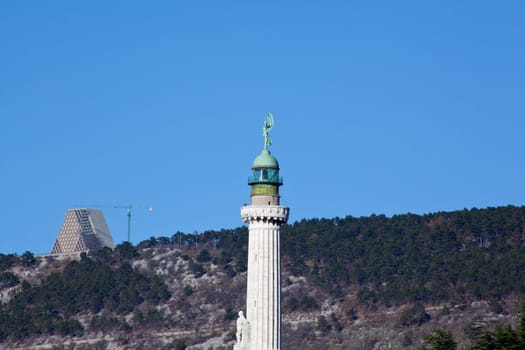 View of Lighthouse on the blue sky, Trieste - Italy