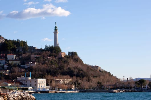 View of Lighthouse on the blue sky, Trieste - Italy