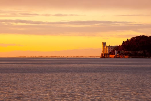 View of famous Miramare castle in Trieste - Italy