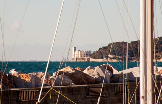 View of famous Miramare castle in Trieste - Italy