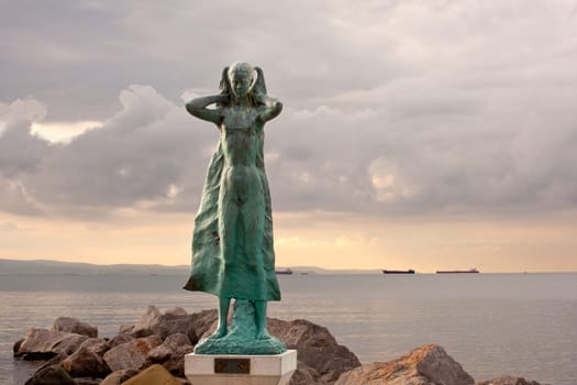 View of the "La mula de trieste"" - Statue on the sea - Italy"