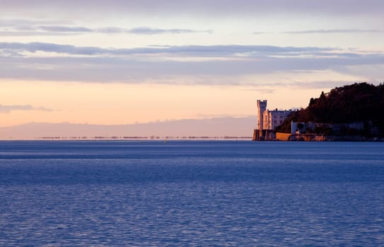 View of famous Miramare castle in Trieste - Italy