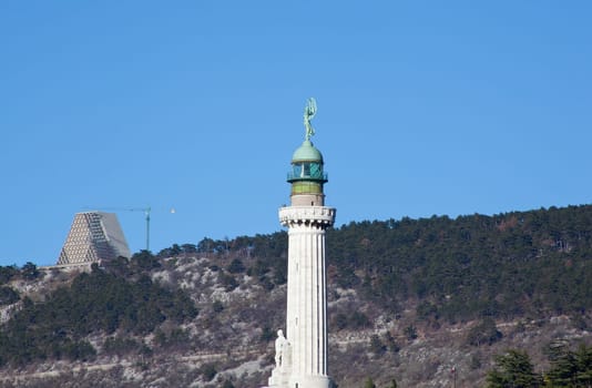 View of Lighthouse on the blue sky, Trieste - Italy