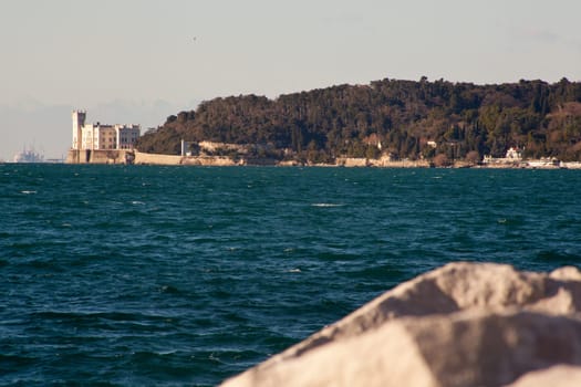 View of famous Miramare castle in Trieste - Italy