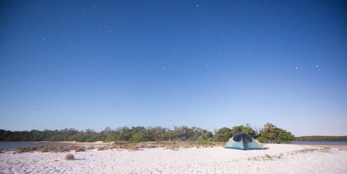 Beach Camping in Florida at Night.