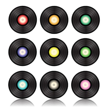 colorful illustration with vinyl records for your design