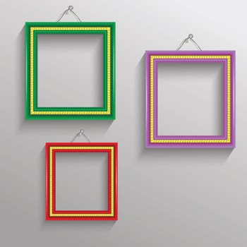 colorful illustration with  photo frames for your design