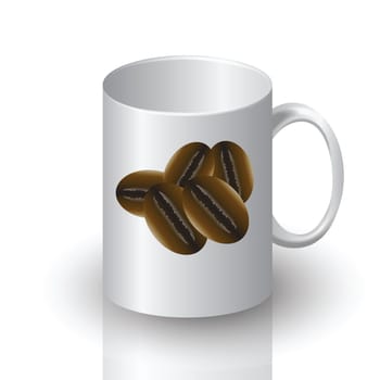 colorful illustration with cup of coffee for your design