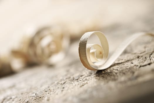 wood shavings with shallow depth of field
