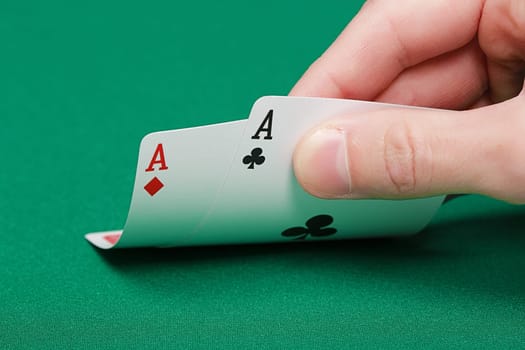 two aces on the green game table
