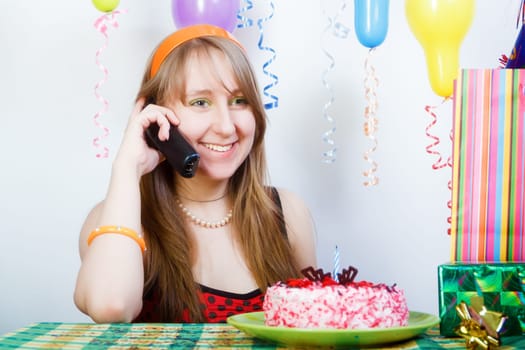 Birthday of a young girl. pleasant telephone conversation