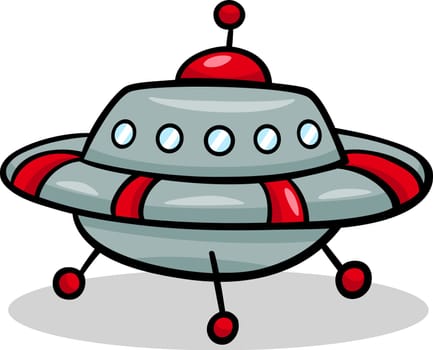 Cartoon Illustration of Funny Flying Saucer or Spaceship Ufo