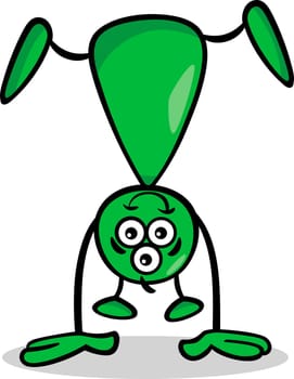 Cartoon Illustration of Funny Alien or Martian Comic Character