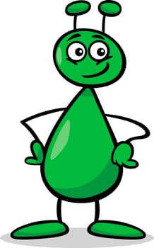 Cartoon Illustration of Funny Alien or Martian Comic Character