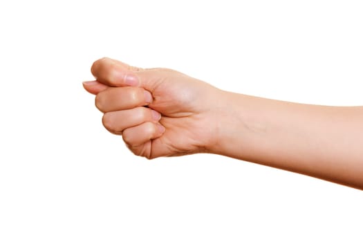 Fig isolated on a white background. Woman's hand