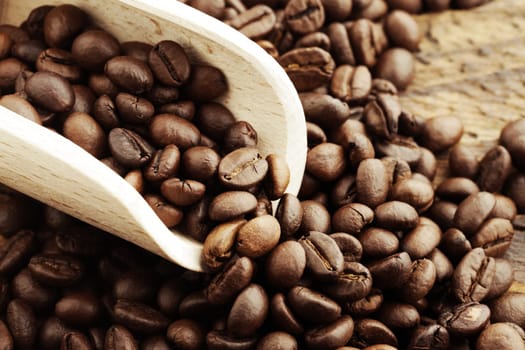 Coffee beans close up. Low depth of field