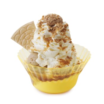 Ice-cream sundae on a white background