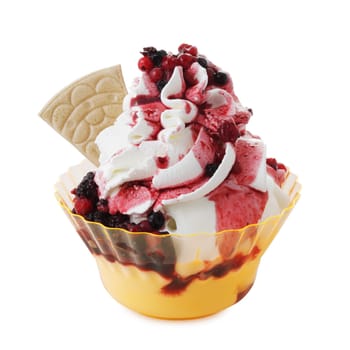 Ice-cream sundae on a white background