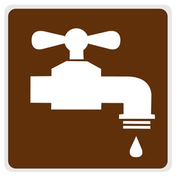 road sign - water, white on brown with path
