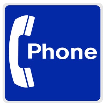 road sign - blue, white phone, with words - with path