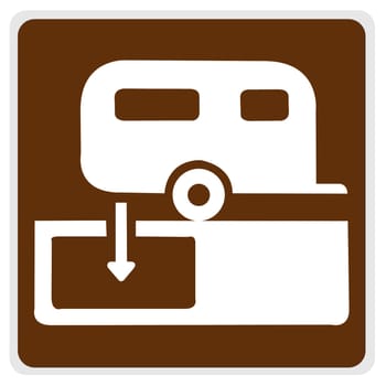 road sign - camper hook-up, white on brown, with path